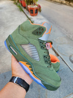 Air Jordan 5 High-Top Sneakers Green and Orange