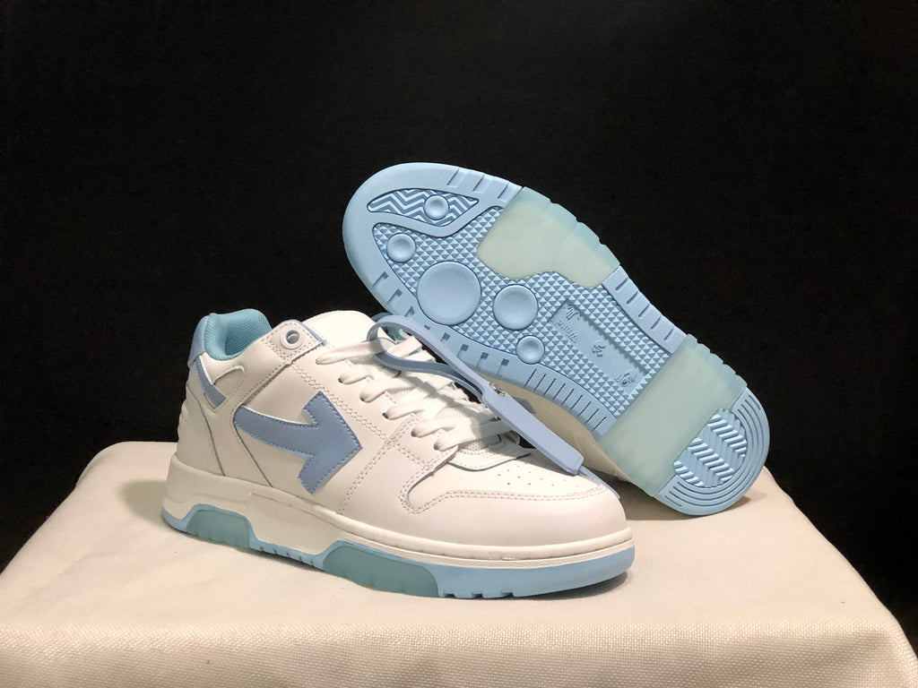 Angled outsole view showing the light blue and pale translucent rubber tread pattern.