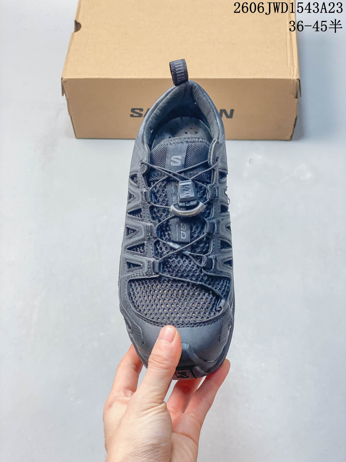 Top view showing the mesh upper and quick-lace system