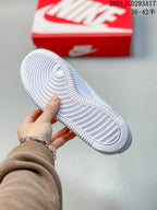 Close-up of the textured white outsole on a Nike sneaker.