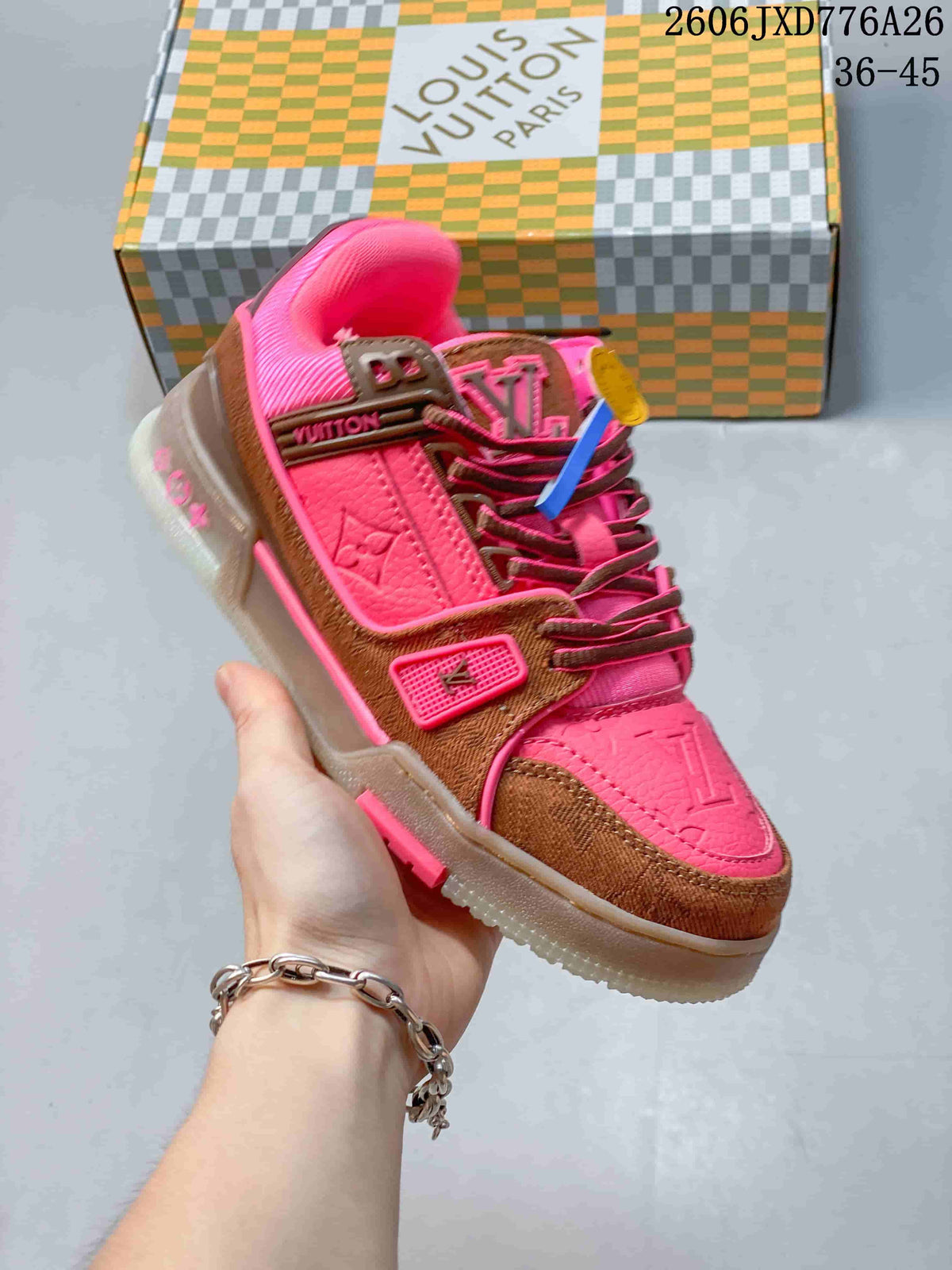 Angled close-up of the sneaker side panels, laces, and contrasting sole