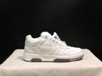 Single sneaker side profile showing the white upper, lace closure and segmented sole.