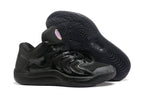 All-black Nike KD 17 basketball shoes with a patterned black outsole.