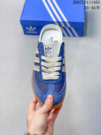 Top view of the laces and blue upper