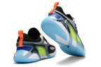 Rear and outsole views of multicolor Jordan Heir shoes