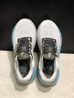 Top view of the Brooks Glycerin 21 pair, showing the white textured uppers, black laces, dark tongues, and padded white collars.