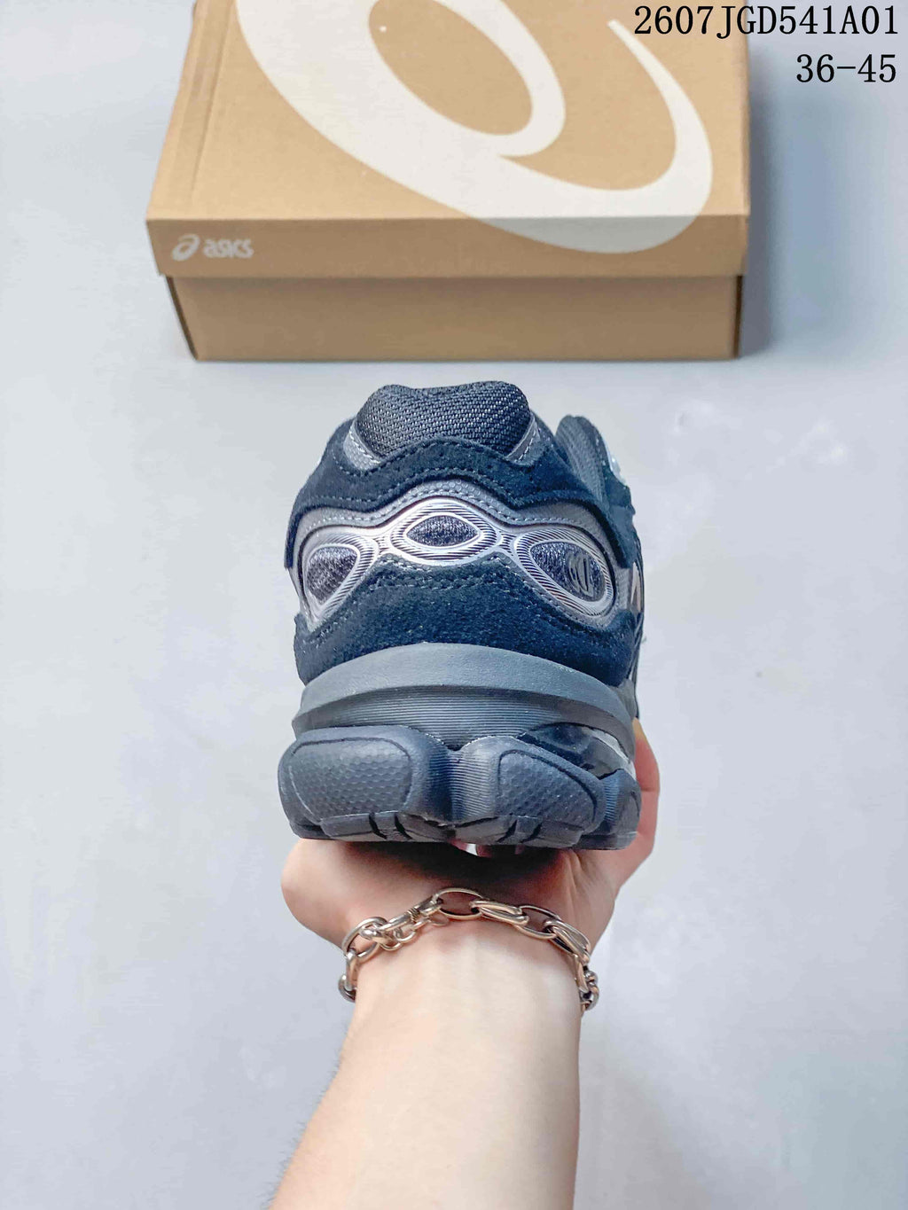 Rear view highlighting the layered heel and outsole design