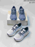 Dark gray and white On Cloud X 4 sneakers displayed together; the image also shows the product code and advertised size range.
