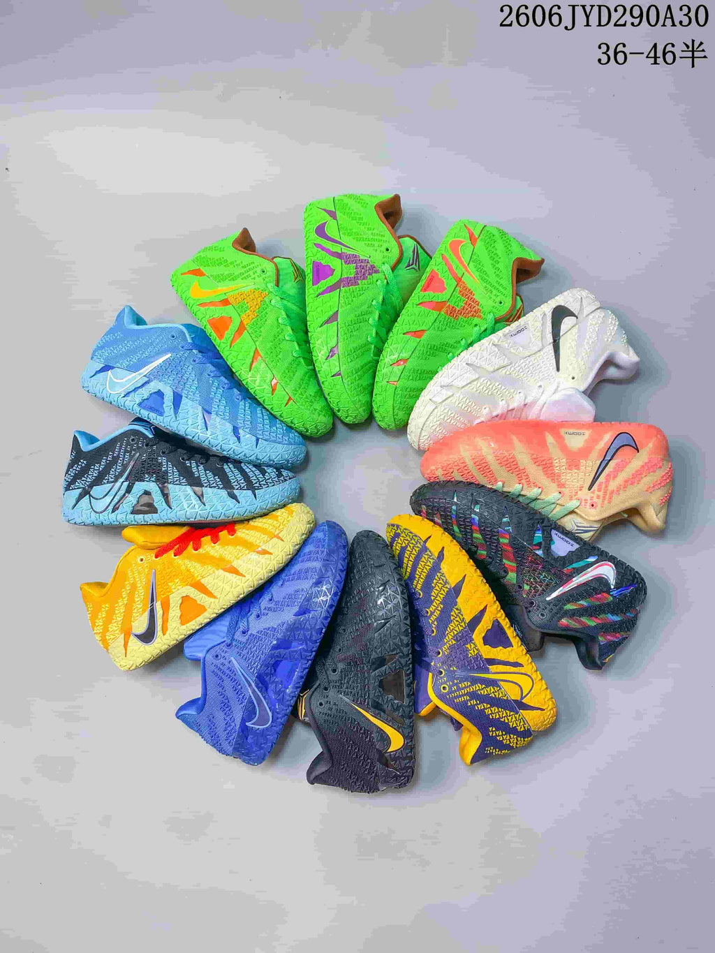 A group of Nike Ja basketball shoes shown in assorted colors