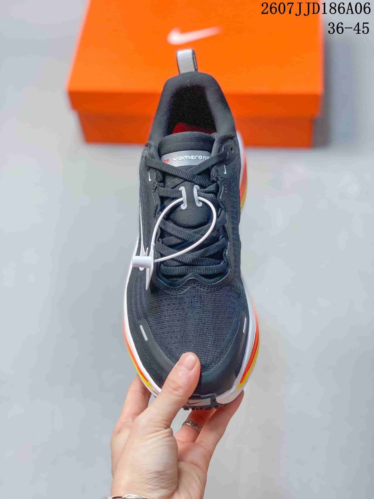 Top view of the Nike running shoe showing the textile-look toe box, black laces, padded collar, and reflective-looking details.