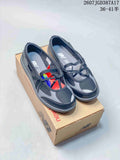 Black and gray New Balance low-profile sneakers displayed on a New Balance box; image text shows style code 2607JGD387A17 and sizes 36–41 with half sizes.