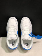 Top view showing the white laces, perforated toe boxes, padded collars, and branded insoles.