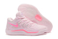 Pink Nike KD 17 basketball shoes with a pale pink patterned outsole.