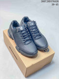 Black ECCO BIOM lace-up sneakers displayed on a shoebox; product code 2607JHD376A26 and size range 39–45 are visible at the top right.