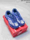 Blue and white Nike Shox Ride 2 sneakers displayed on a red shoebox; overlay text shows 2607JHY620A20 and sizes 36-45.