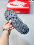 Close view of the gray sneaker outsole showing circular sections and raised geometric traction patterns.