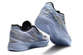 Blue-gray Ja 2 shoes shown from the heel and outsole.