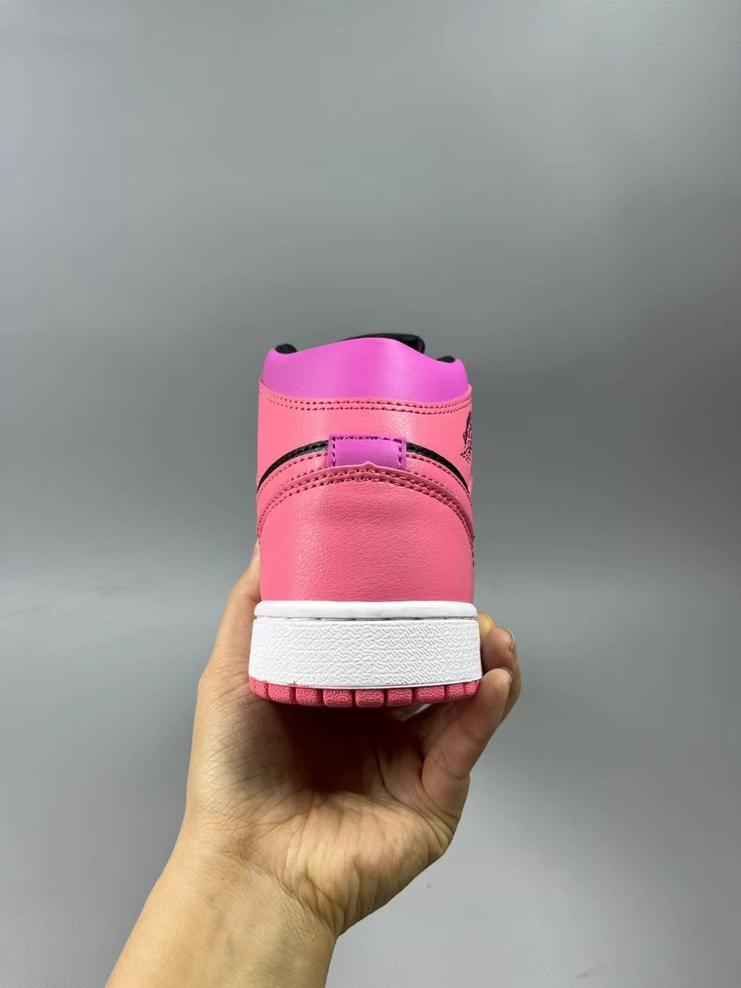Jordan 1 Mid Pink and Black High-Top Sneakers