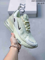Light green and white Nike Air Max 270 Premium sneaker with a translucent heel air unit.
