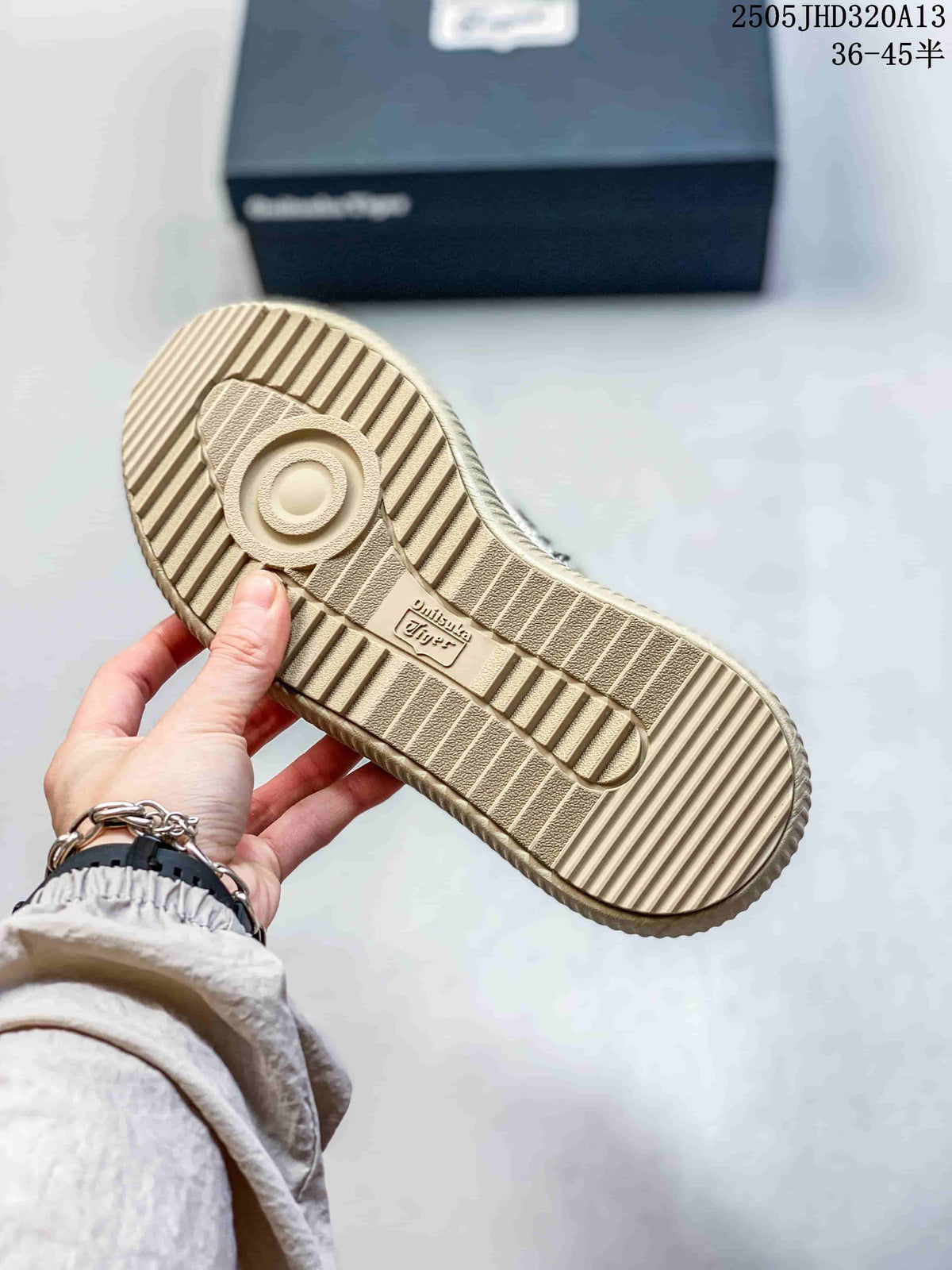 Close-up of the ribbed outsole on an Onitsuka Tiger Delecity sneaker