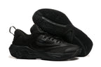 All-black basketball shoe with mesh panels