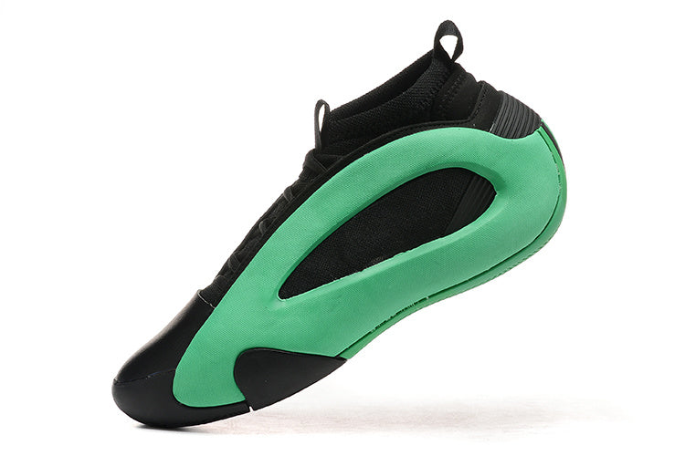 Side view of a black and green Harden Vol. 8 shoe