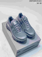Pair of dark gray KAILAS VENTO low-top outdoor shoes displayed on a box; size range 36–46 and code 2607GDD181A21 are visible.