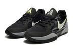 Pair of black and red Ja 2 basketball shoes in a front three-quarter view.