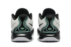 Rear view showing the black heel panels and mint-colored detailing