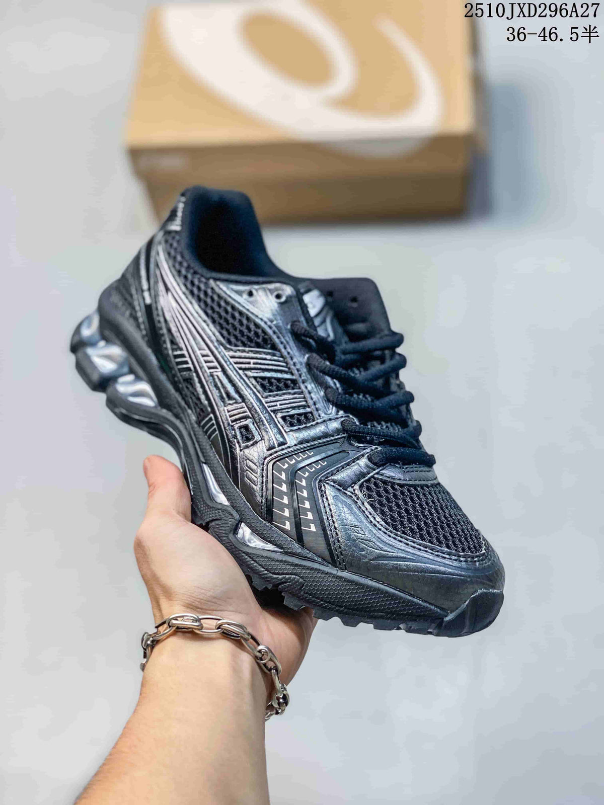 Black mesh sneaker with dark metallic overlays