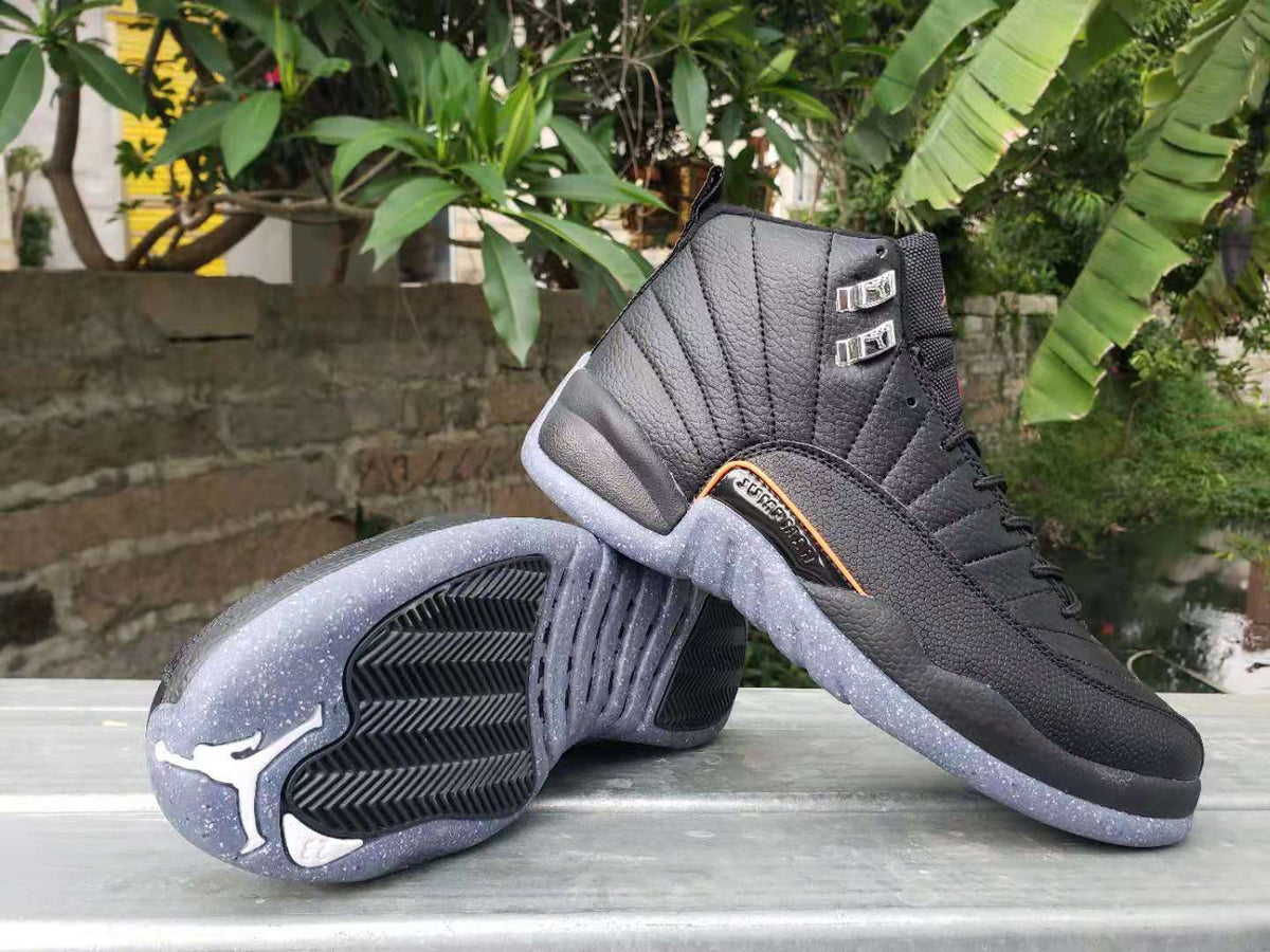 Jordan 12 High-Top Sneakers in Black with Speckled Sole