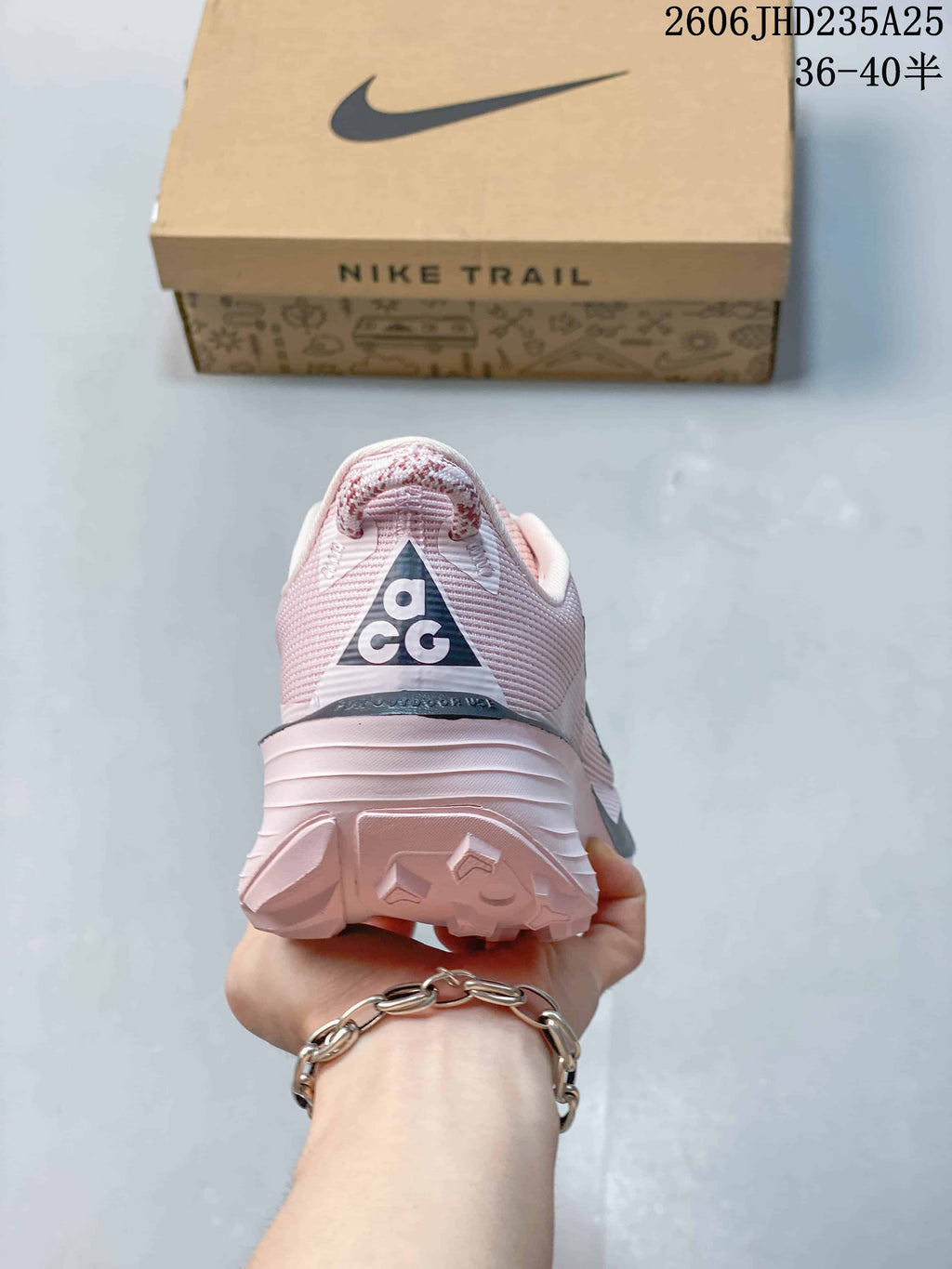 Rear view of the shoe with a triangular ACG heel logo