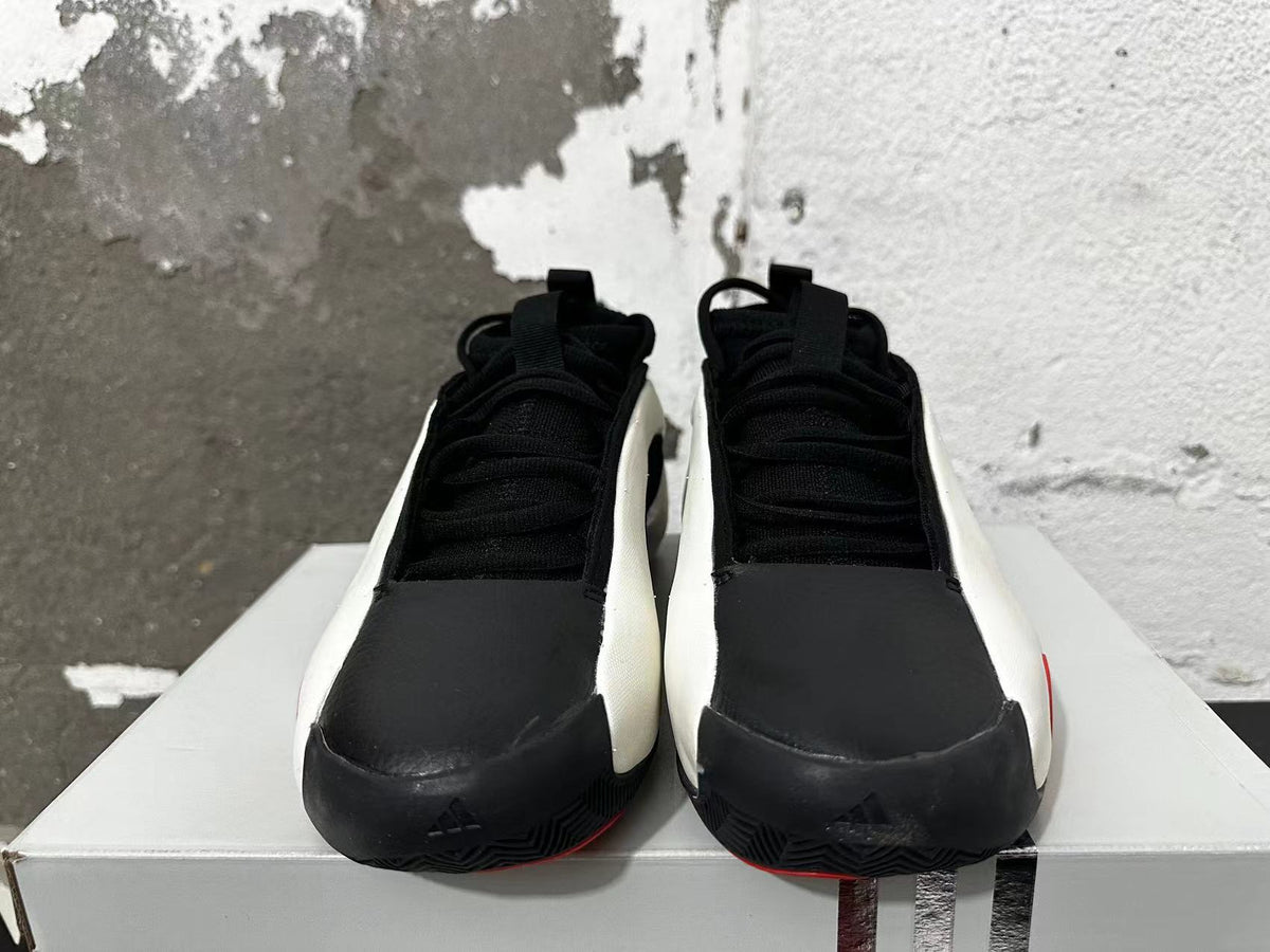 Front view showing black laces and toe areas with adidas logos
