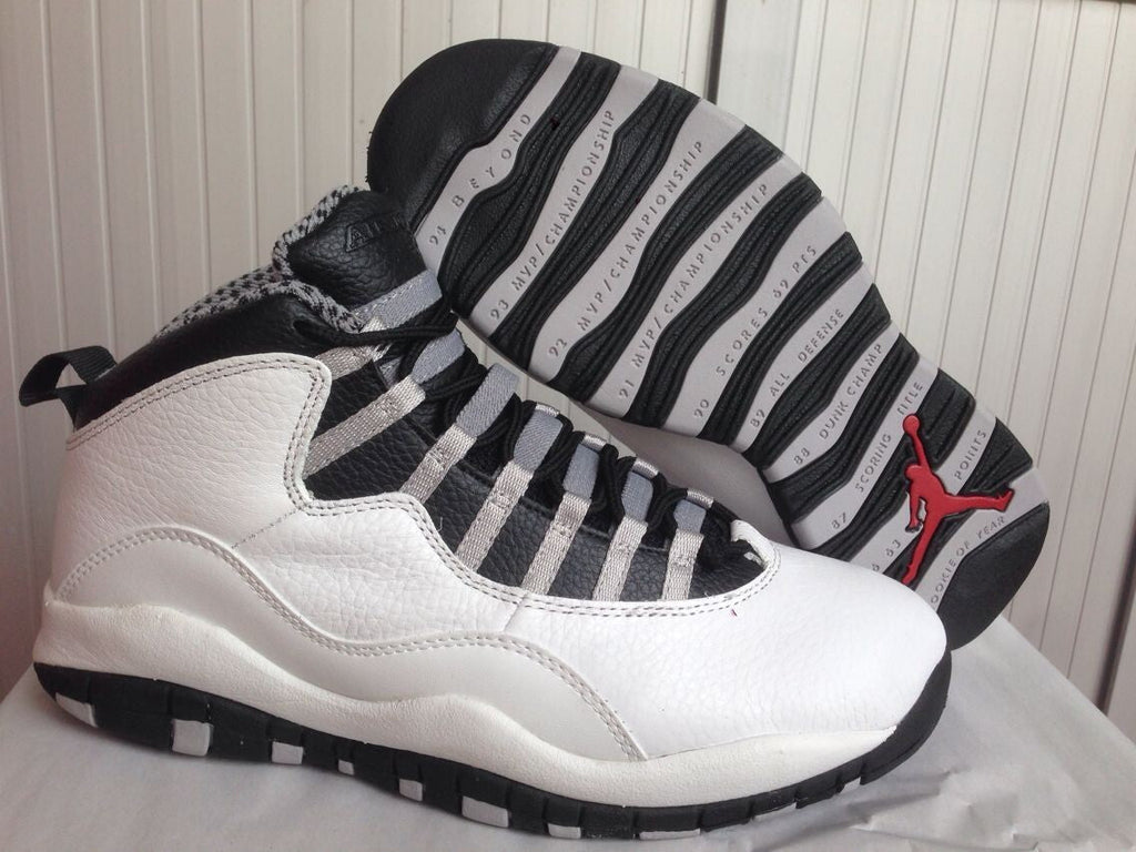 Air Jordan 10 High-Top Sneakers in White and Black