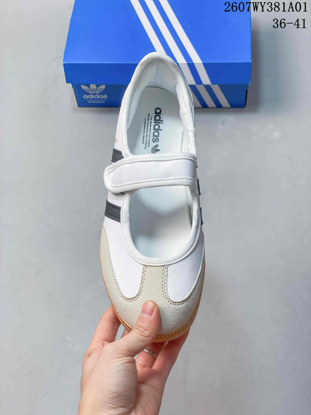 Top view showing the Mary Jane strap and contrasting toe overlays