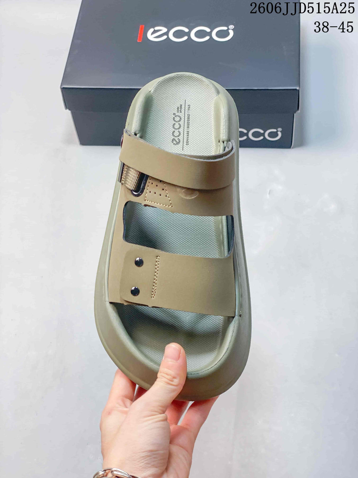 Top view of the sandal showing the broad front straps, textured footbed, and open-toe construction.