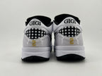 Rear view of the pair showing GIGI heel lettering and checkerboard panels