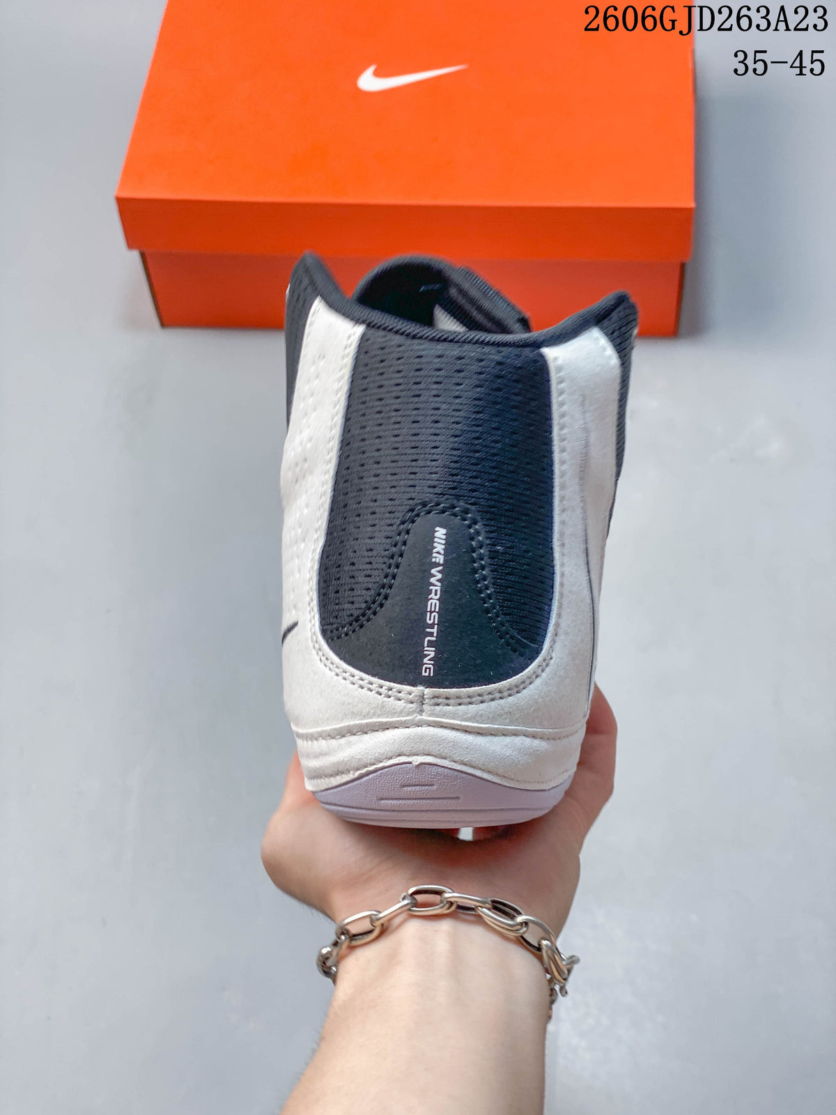 Rear view showing the heel and Nike Wrestling branding