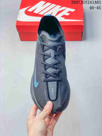 Top view of the lace-up upper and blue side logo