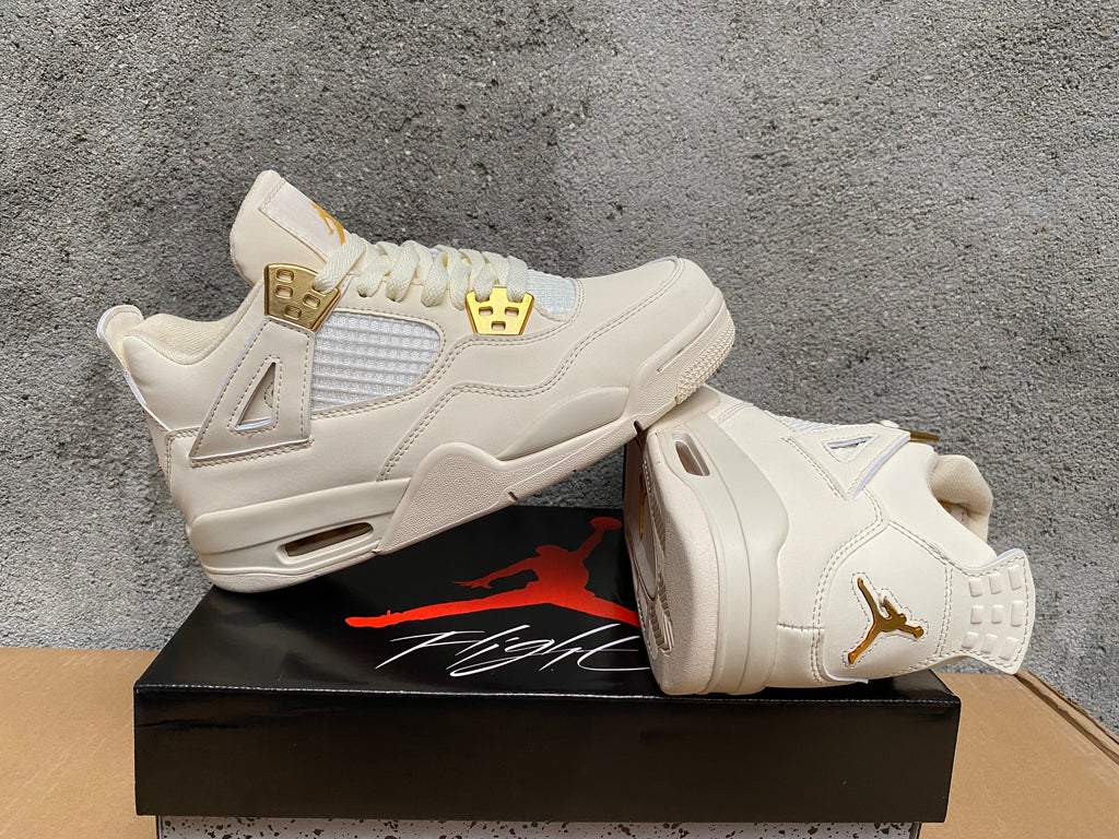Jordan 4 Retro Sneakers in Ivory and Black Pink